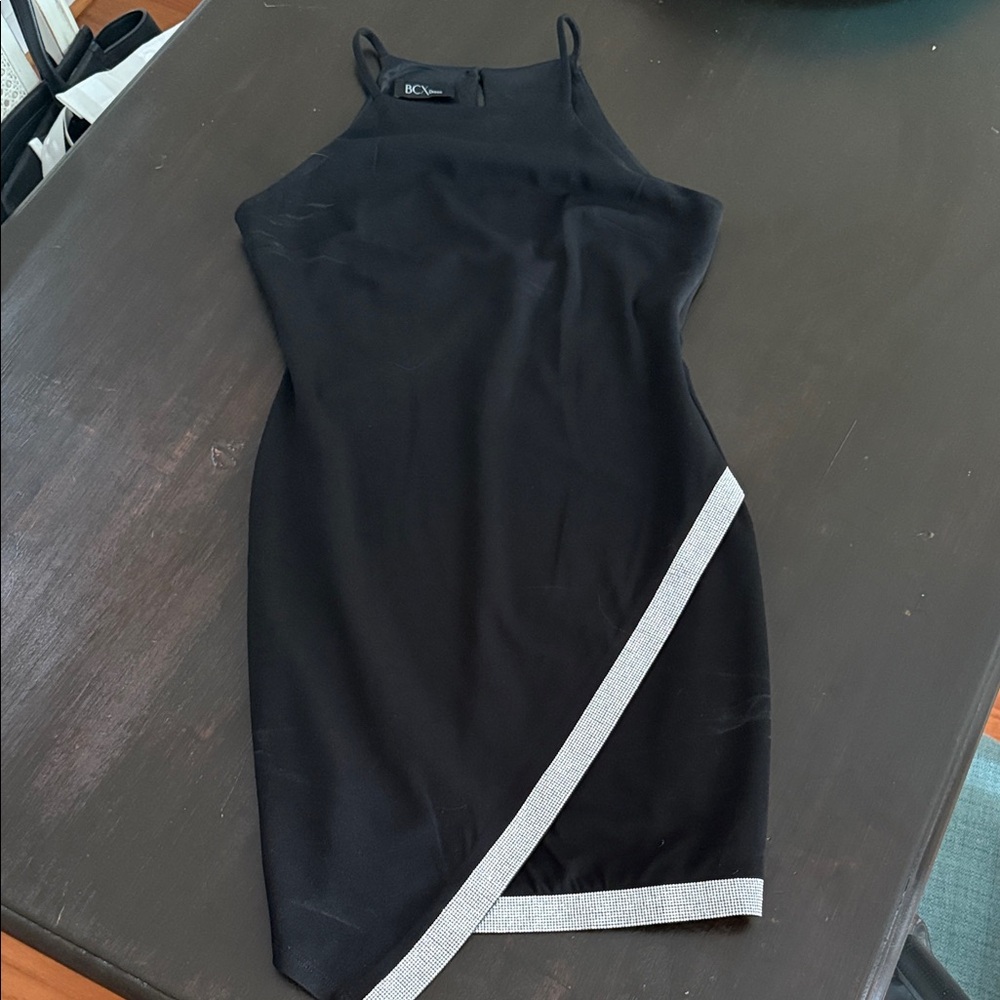 BCX Black Mini Dress with Silver Trim